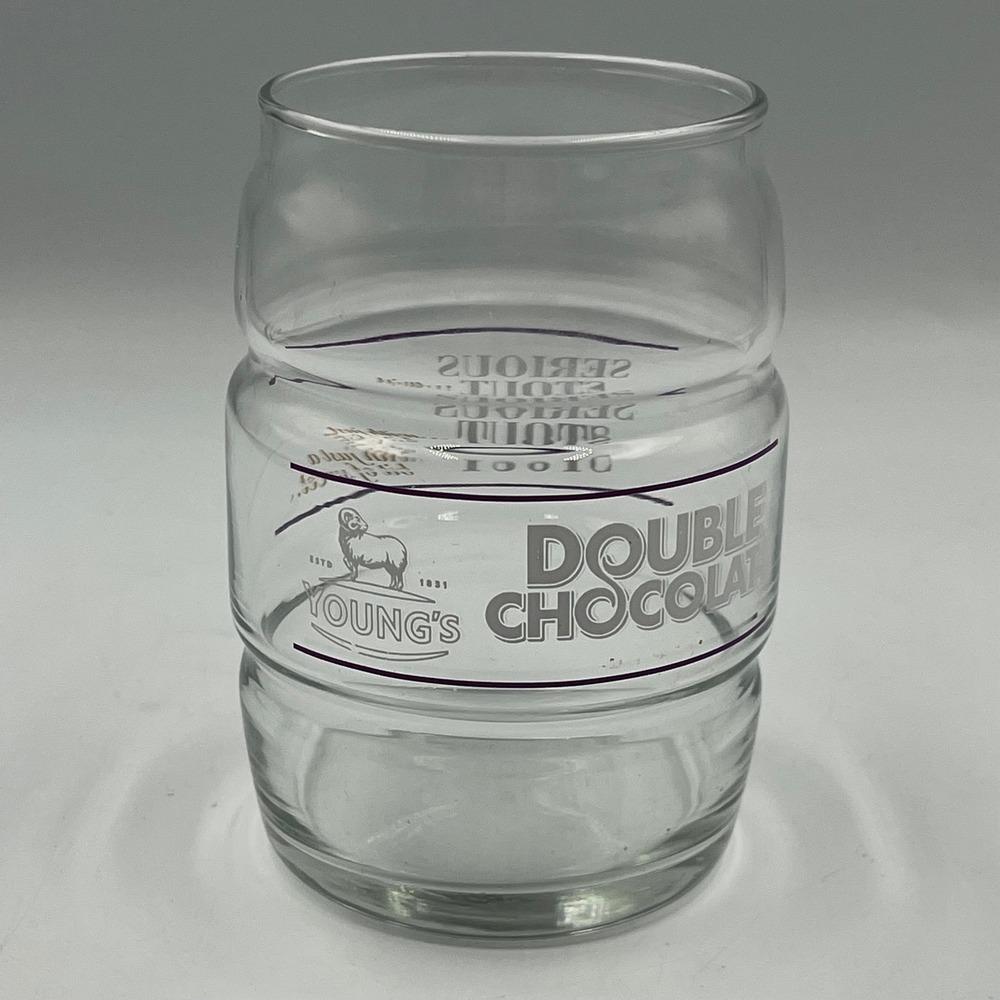 Young's Beer Glass Clear Double Chocolate Serious Stout EUC 16 oz Pint